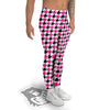 White Pink And Black Houndstooth Print Men's Leggings-grizzshop