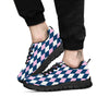 White Pink And Blue Argyle Print Pattern Black Sneaker-grizzshop