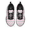 White Pink And Grey Chevron Print Black Sneaker-grizzshop