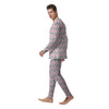 White Pink And Grey Chevron Print Men's Pajamas-grizzshop