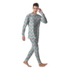 White Pink And Navy Chevron Print Men's Pajamas-grizzshop