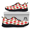 White Red And Beige Argyle Print Pattern Black Sneaker-grizzshop