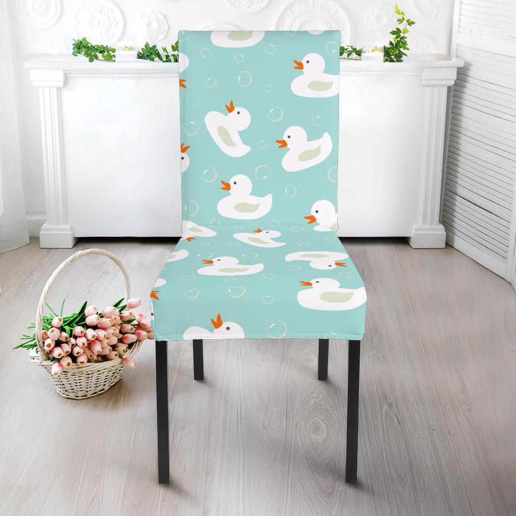 White Rubber Duck Pattern Print Chair Cover-grizzshop