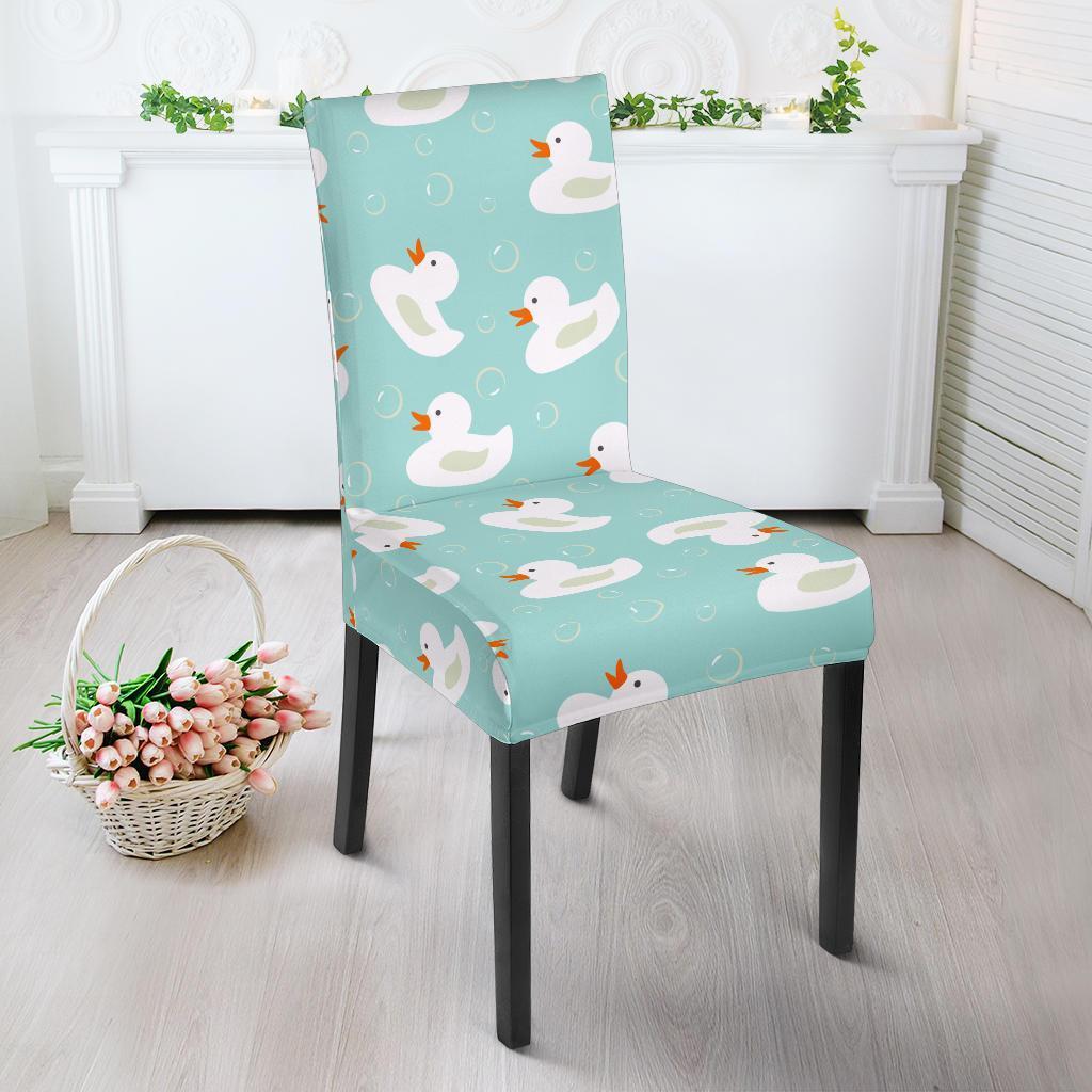 White Rubber Duck Pattern Print Chair Cover-grizzshop