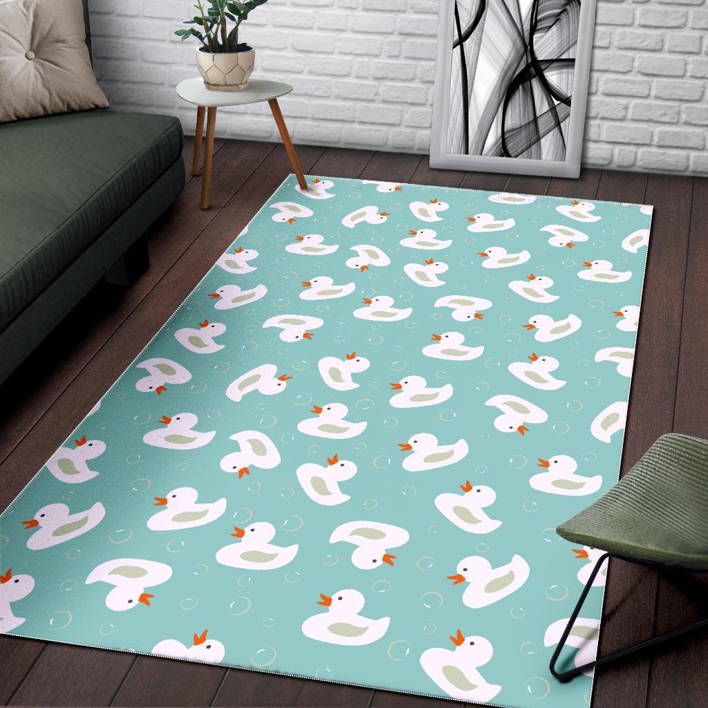 White Rubber Duck Pattern Print Floor Mat-grizzshop