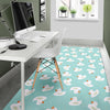 White Rubber Duck Pattern Print Floor Mat-grizzshop