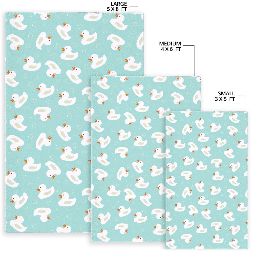 White Rubber Duck Pattern Print Floor Mat-grizzshop