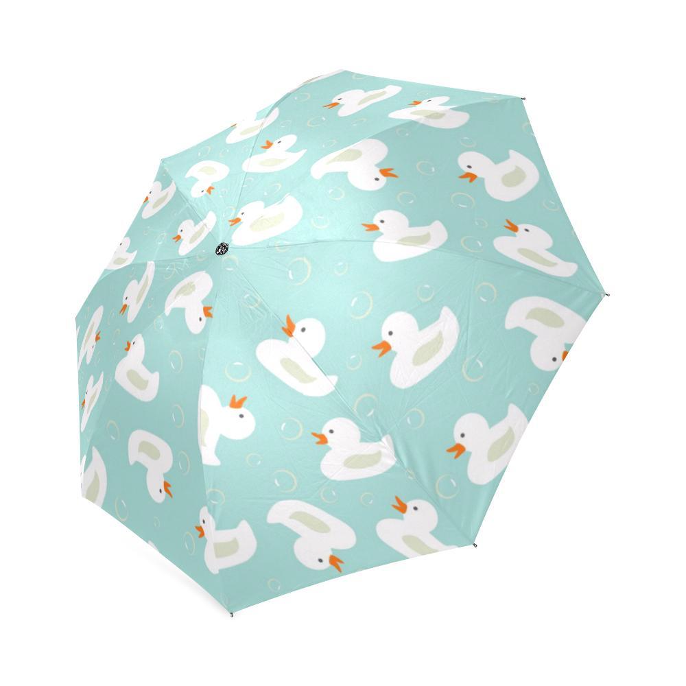 White Rubber Duck Pattern Print Foldable Umbrella-grizzshop