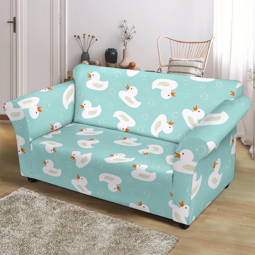 White Rubber Duck Pattern Print Loveseat Cover-grizzshop