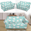 White Rubber Duck Pattern Print Loveseat Cover-grizzshop