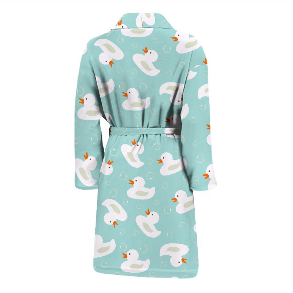 White Rubber Duck Pattern Print Men Long Robe-grizzshop