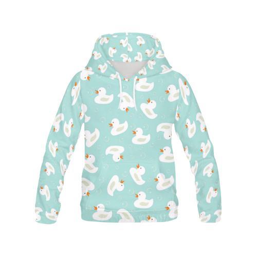 White Rubber Duck Pattern Print Men Pullover Hoodie-grizzshop