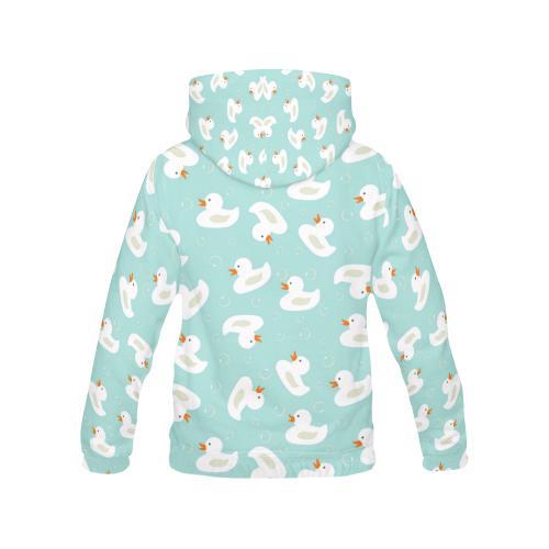 White Rubber Duck Pattern Print Men Pullover Hoodie-grizzshop