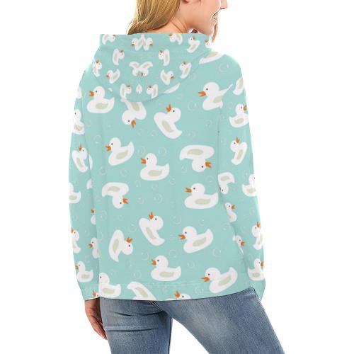 White Rubber Duck Pattern Print Women Pullover Hoodie-grizzshop