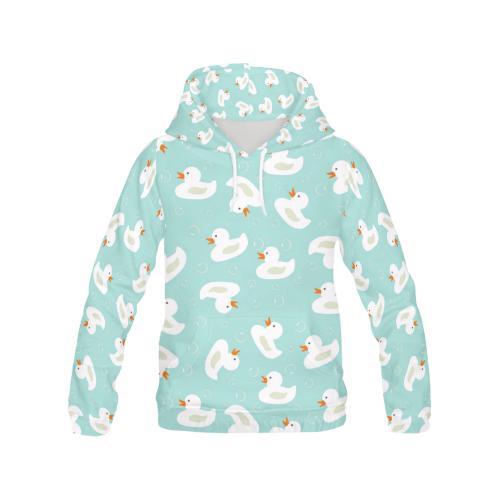 White Rubber Duck Pattern Print Women Pullover Hoodie-grizzshop