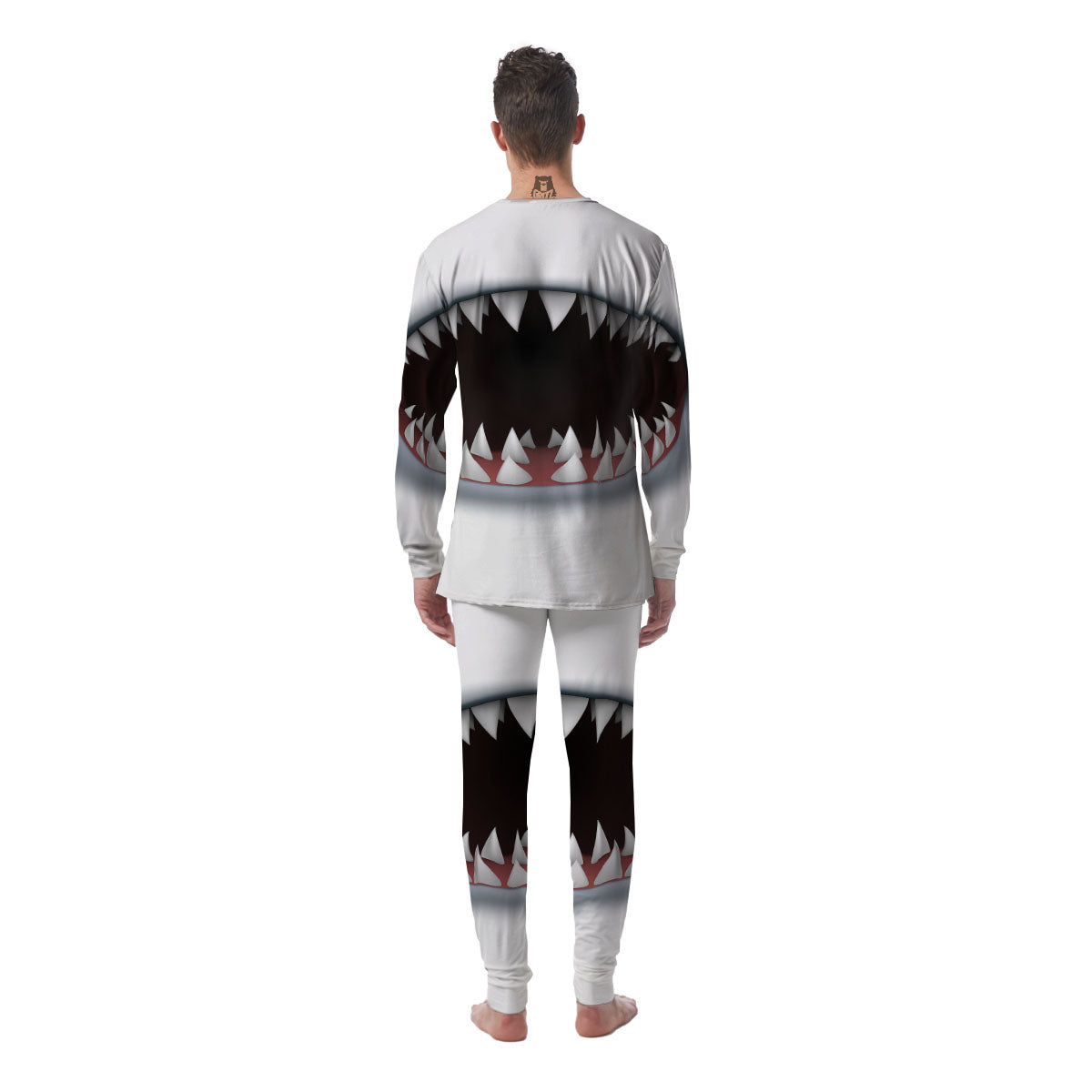 White Shark Open Mouth Print Men's Pajamas-grizzshop