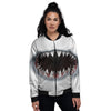 White Shark Open Mouth Print Women's Bomber Jacket-grizzshop