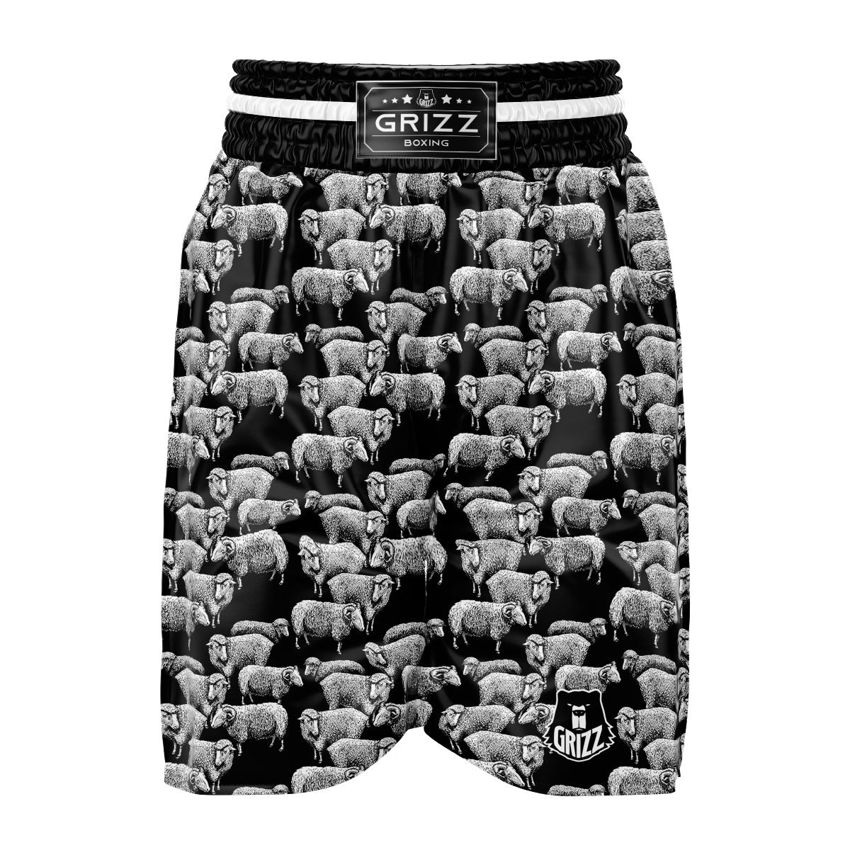 White Sheep And Black Print Pattern Boxing Shorts-grizzshop