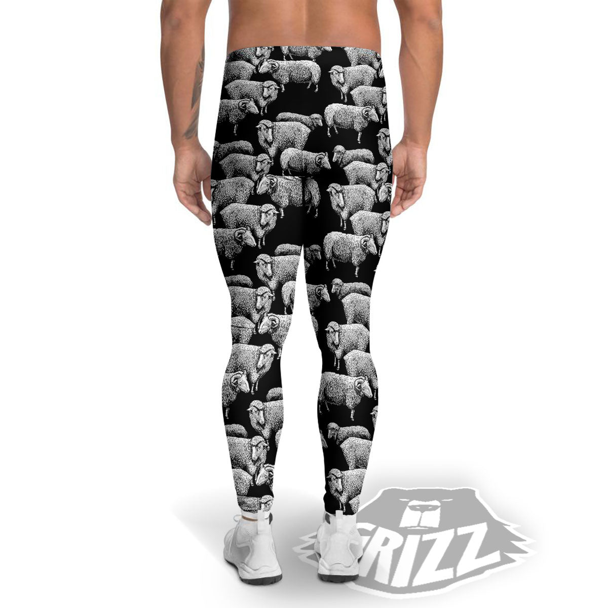 White Sheep And Black Print Pattern Men's Leggings-grizzshop