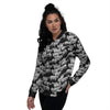 White Sheep And Black Print Pattern Women's Bomber Jacket-grizzshop