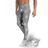 White Snowflake And Silver Print Pattern Men's Leggings-grizzshop