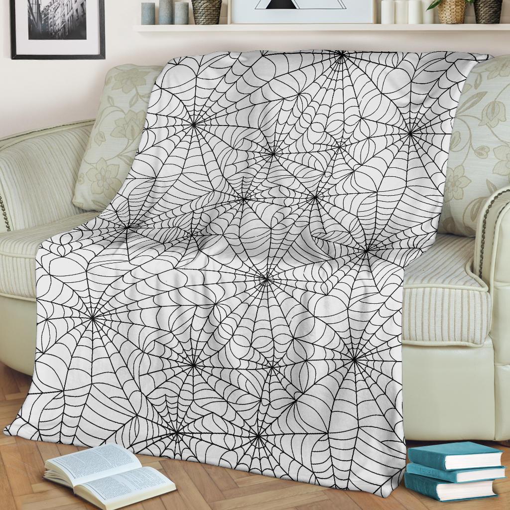 White Spider Web Pattern Print Blanket-grizzshop