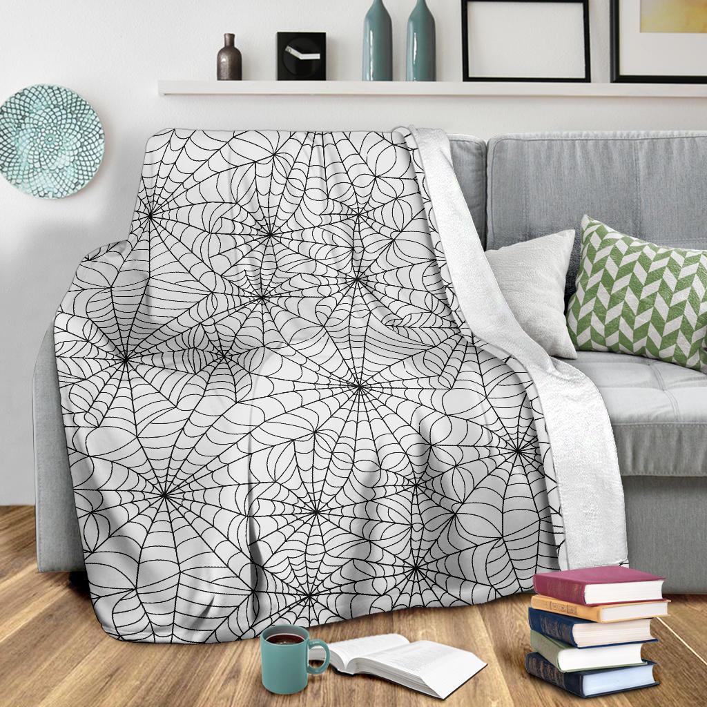 White Spider Web Pattern Print Blanket-grizzshop