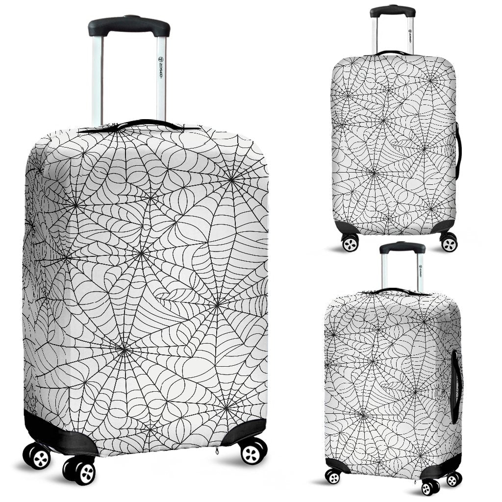 White Spider Web Pattern Print Luggage Cover Protector-grizzshop