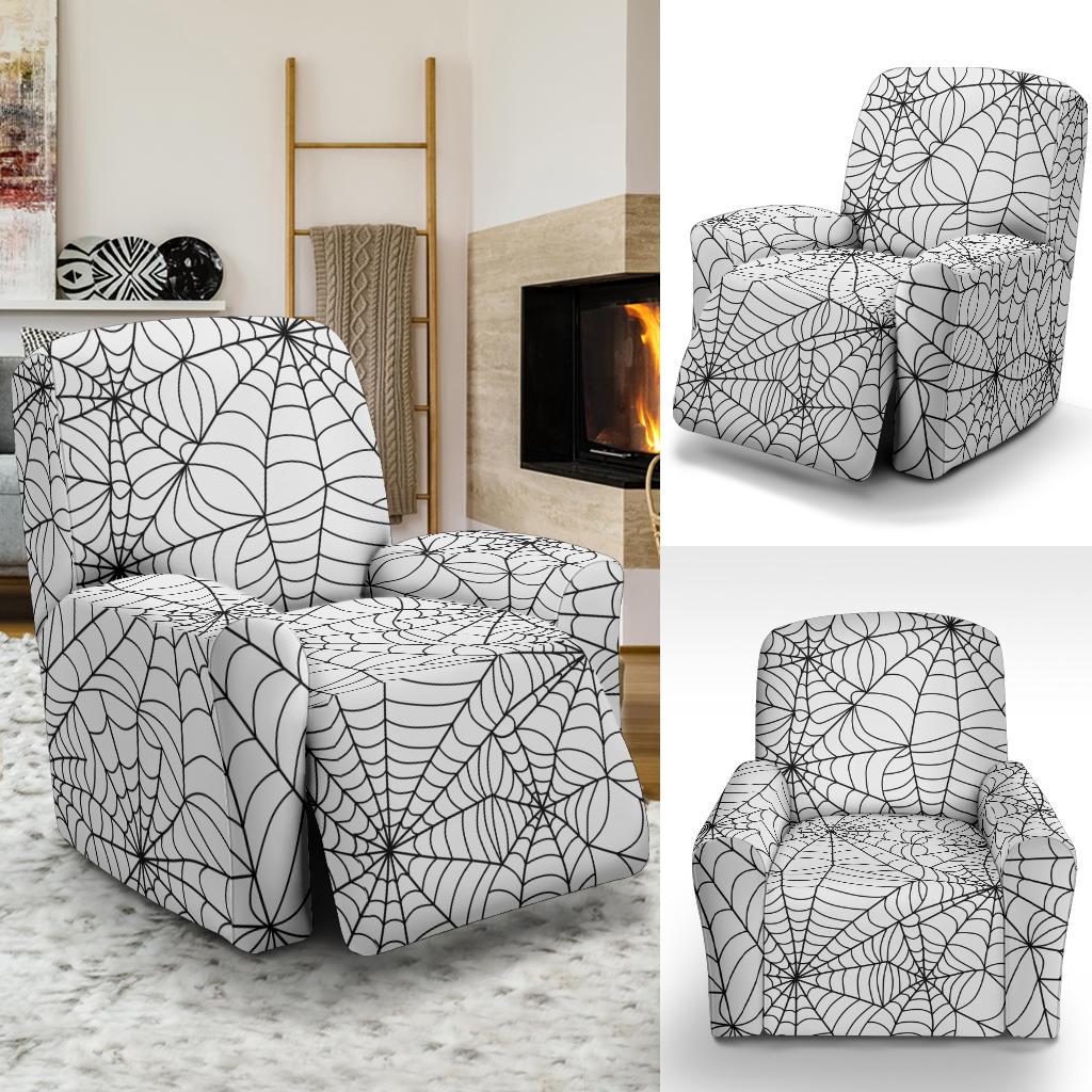 White Spider Web Pattern Print Recliner Cover-grizzshop