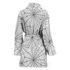 White Spider Web Pattern Print Women Long Robe-grizzshop