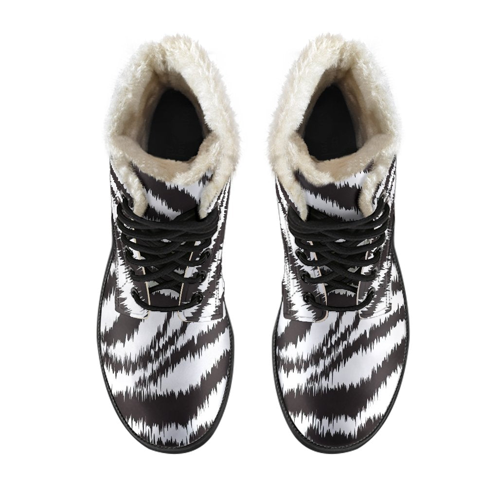 White Tiger Pattern Print Comfy Winter Boots-grizzshop