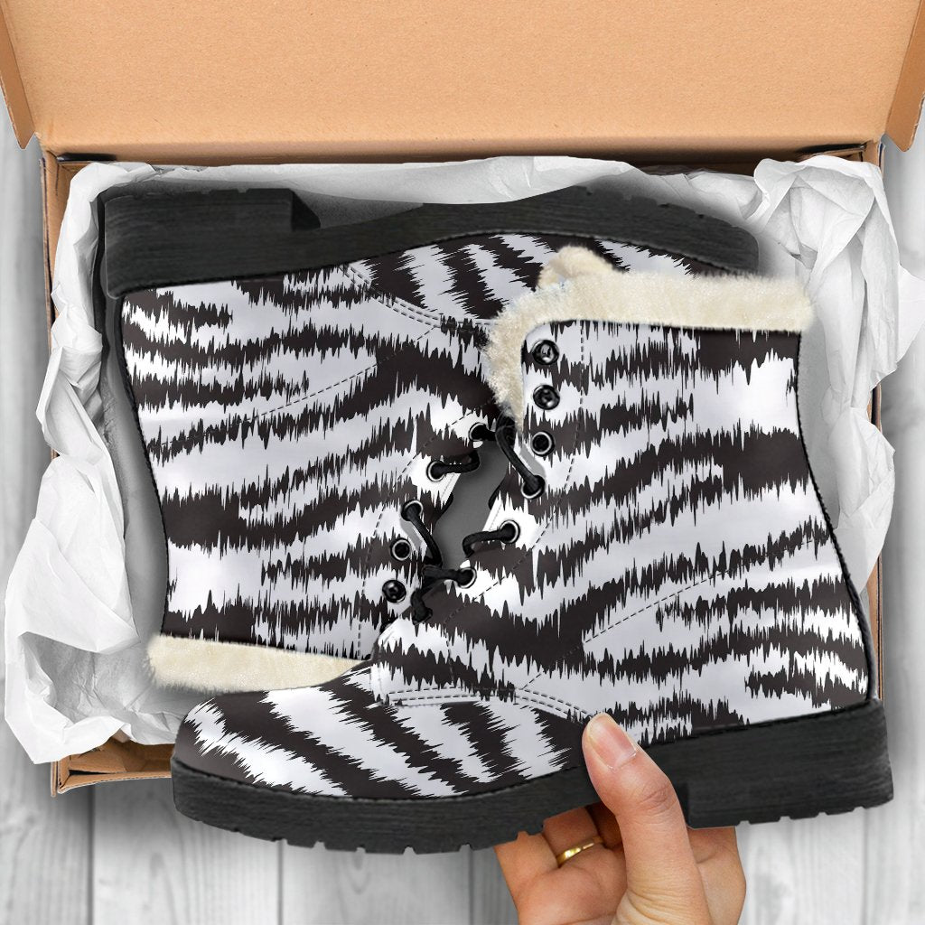 White Tiger Pattern Print Comfy Winter Boots-grizzshop