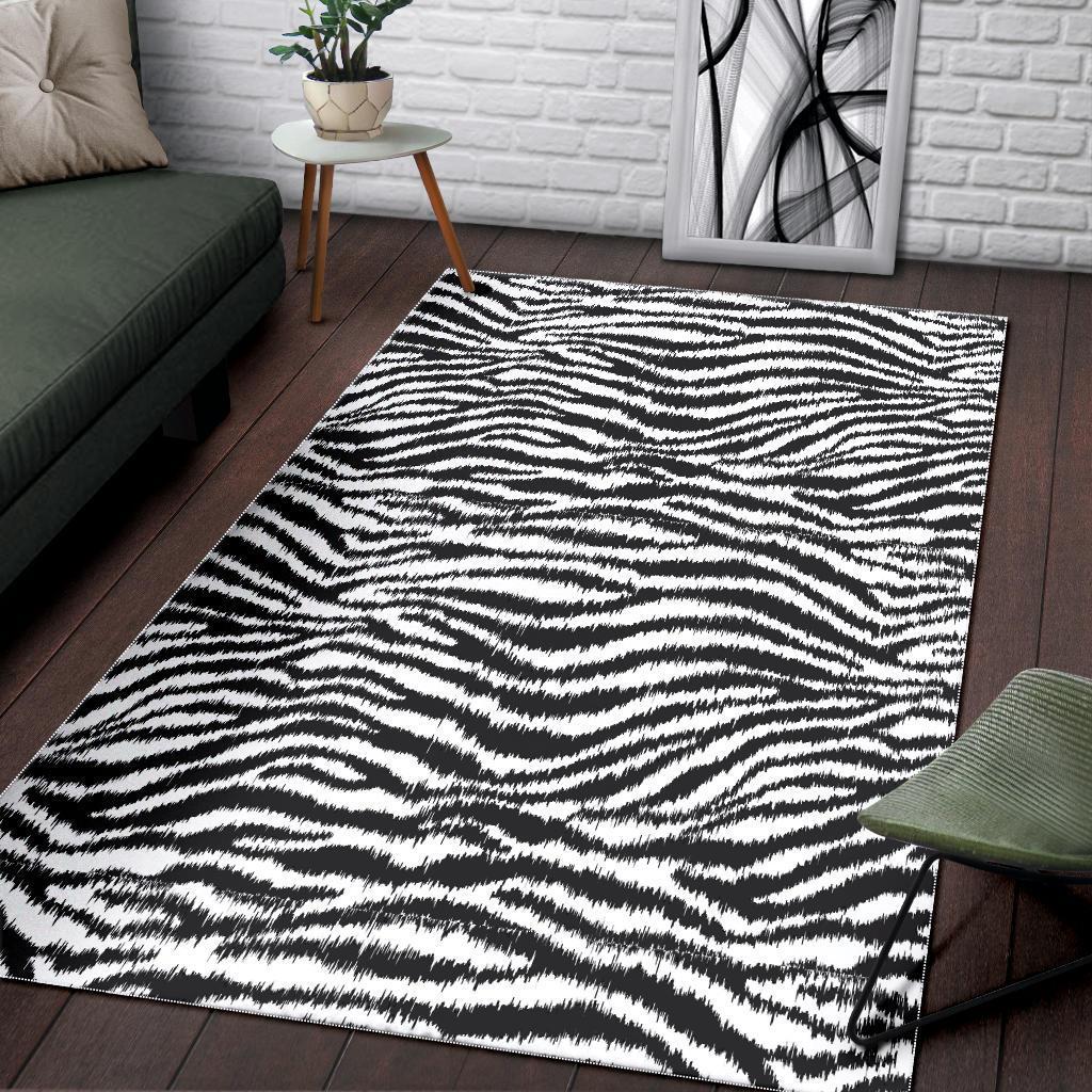 White Tiger Pattern Print Floor Mat-grizzshop