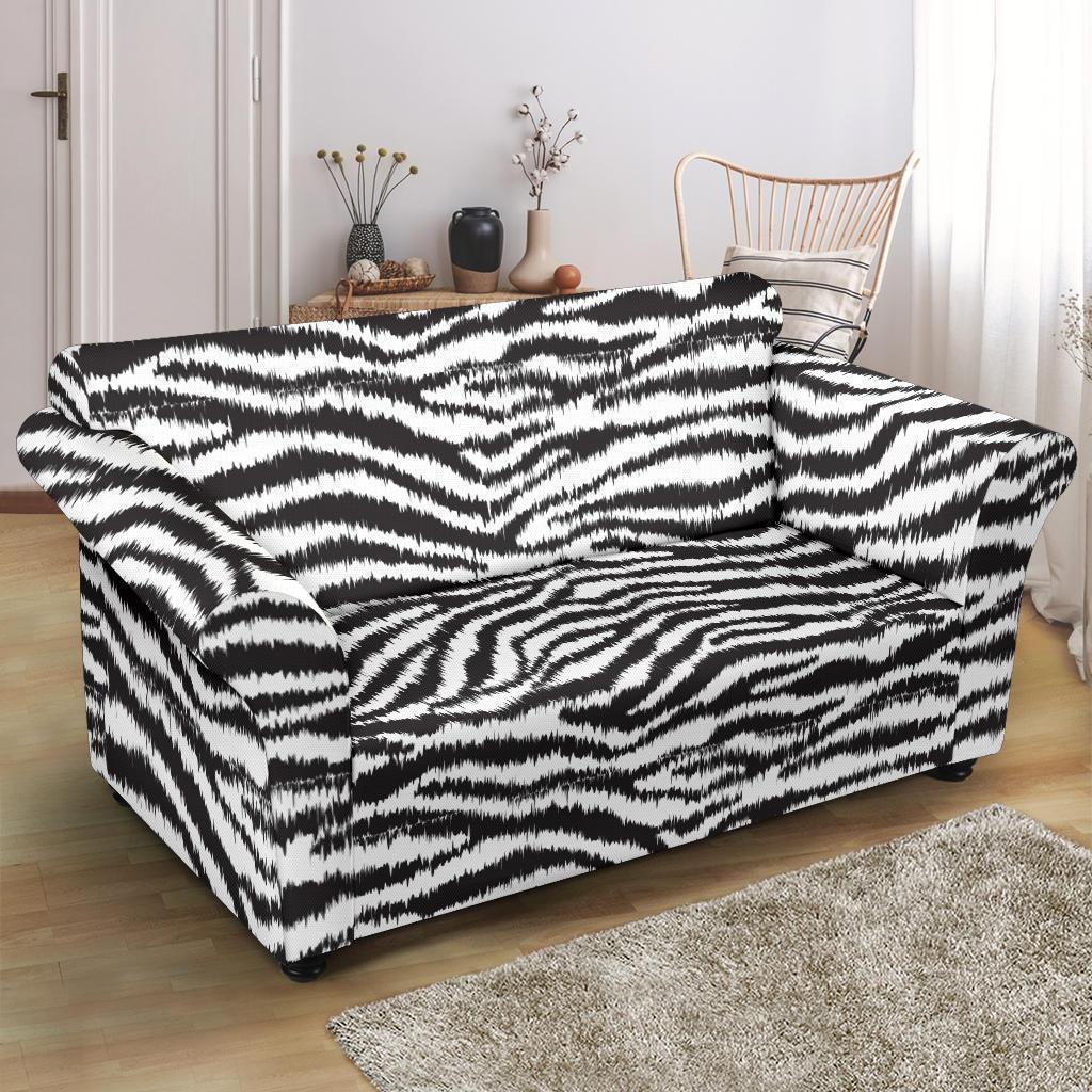 White Tiger Pattern Print Loveseat Cover-grizzshop