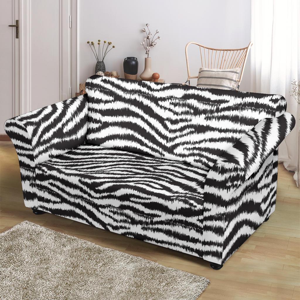 White Tiger Pattern Print Loveseat Cover-grizzshop