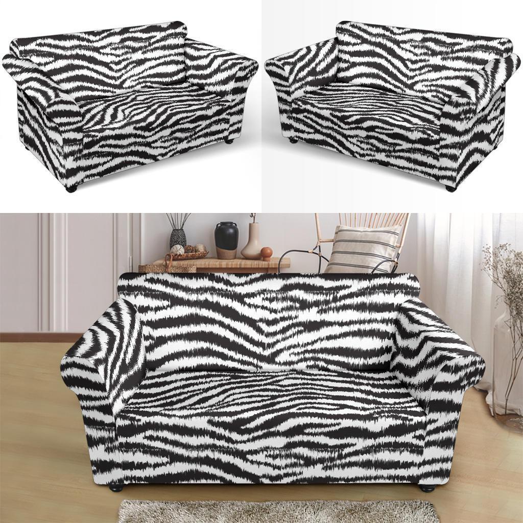 White Tiger Pattern Print Loveseat Cover-grizzshop