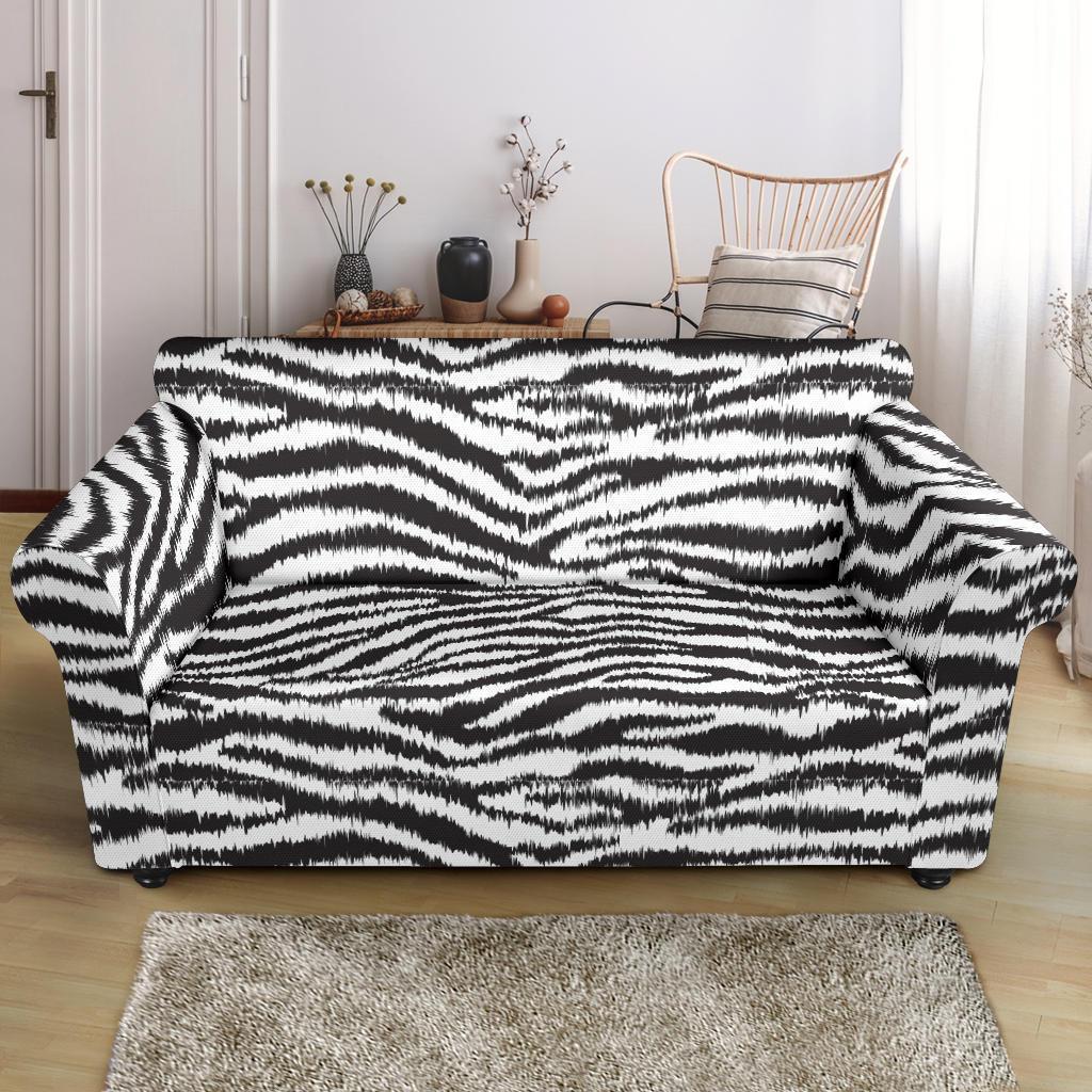 White Tiger Pattern Print Loveseat Cover-grizzshop