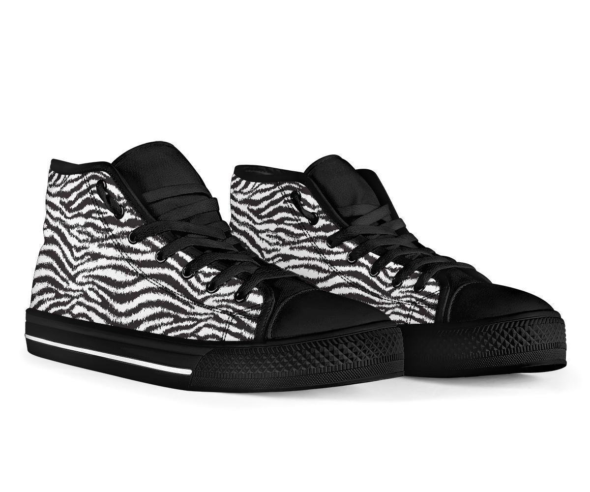 White Tiger Pattern Print Men Women's High Top Shoes-grizzshop