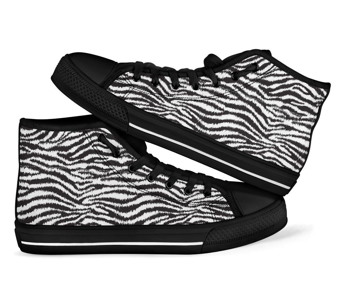 White Tiger Pattern Print Men Women's High Top Shoes-grizzshop