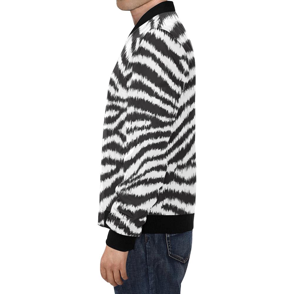 White Tiger Pattern Print Men's Bomber Jacket-grizzshop