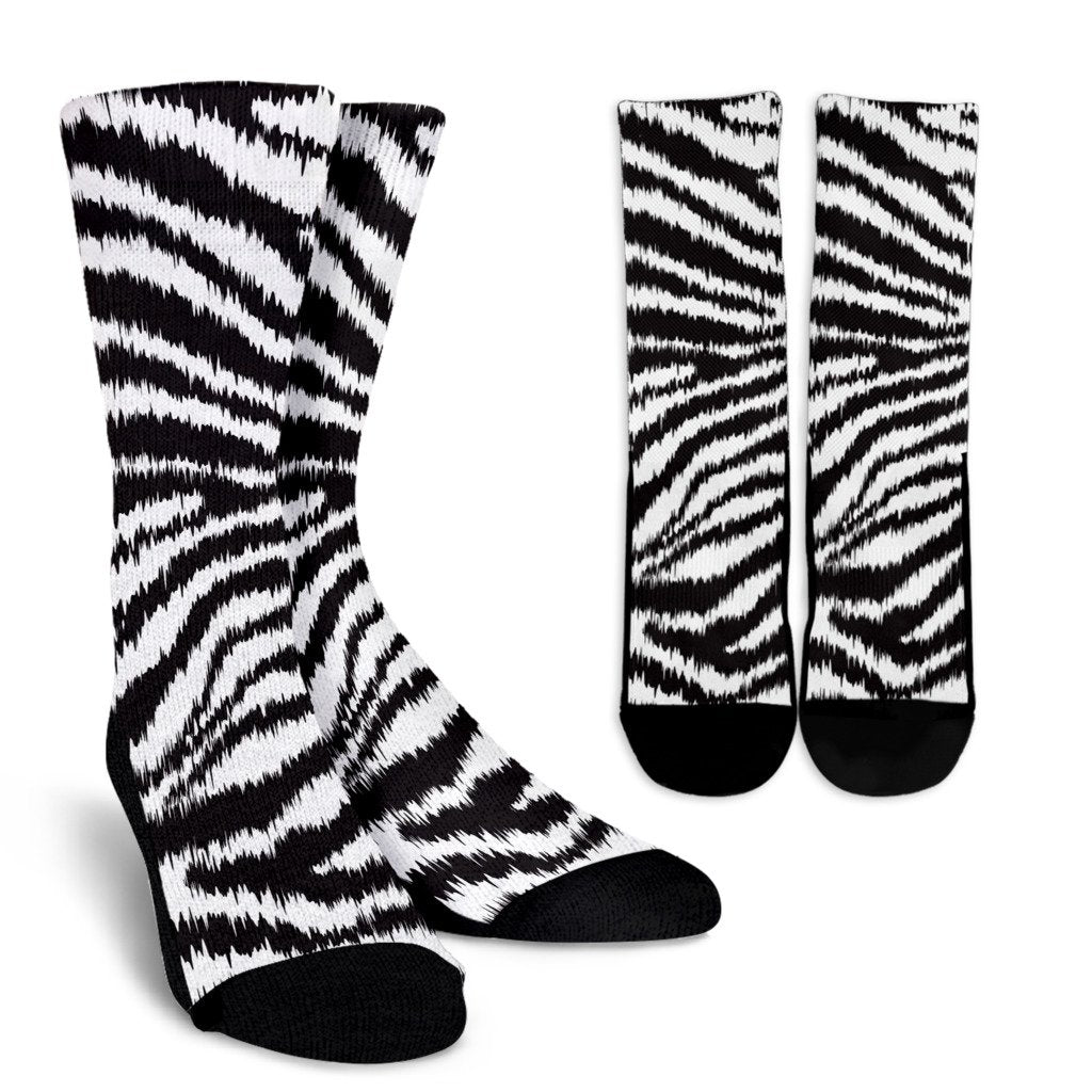 White Tiger Pattern Print Unisex Crew Socks-grizzshop