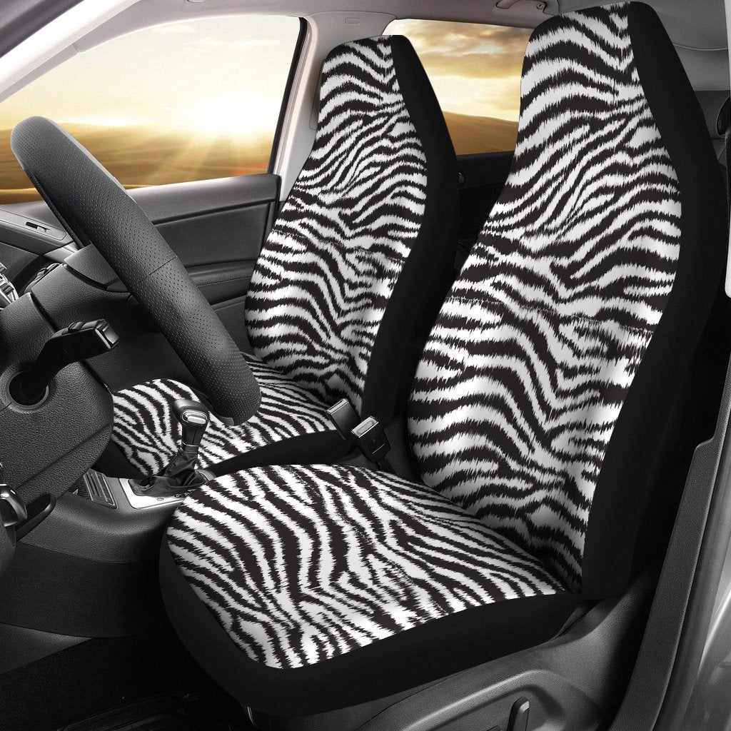 White Tiger Pattern Print Universal Fit Car Seat Cover-grizzshop