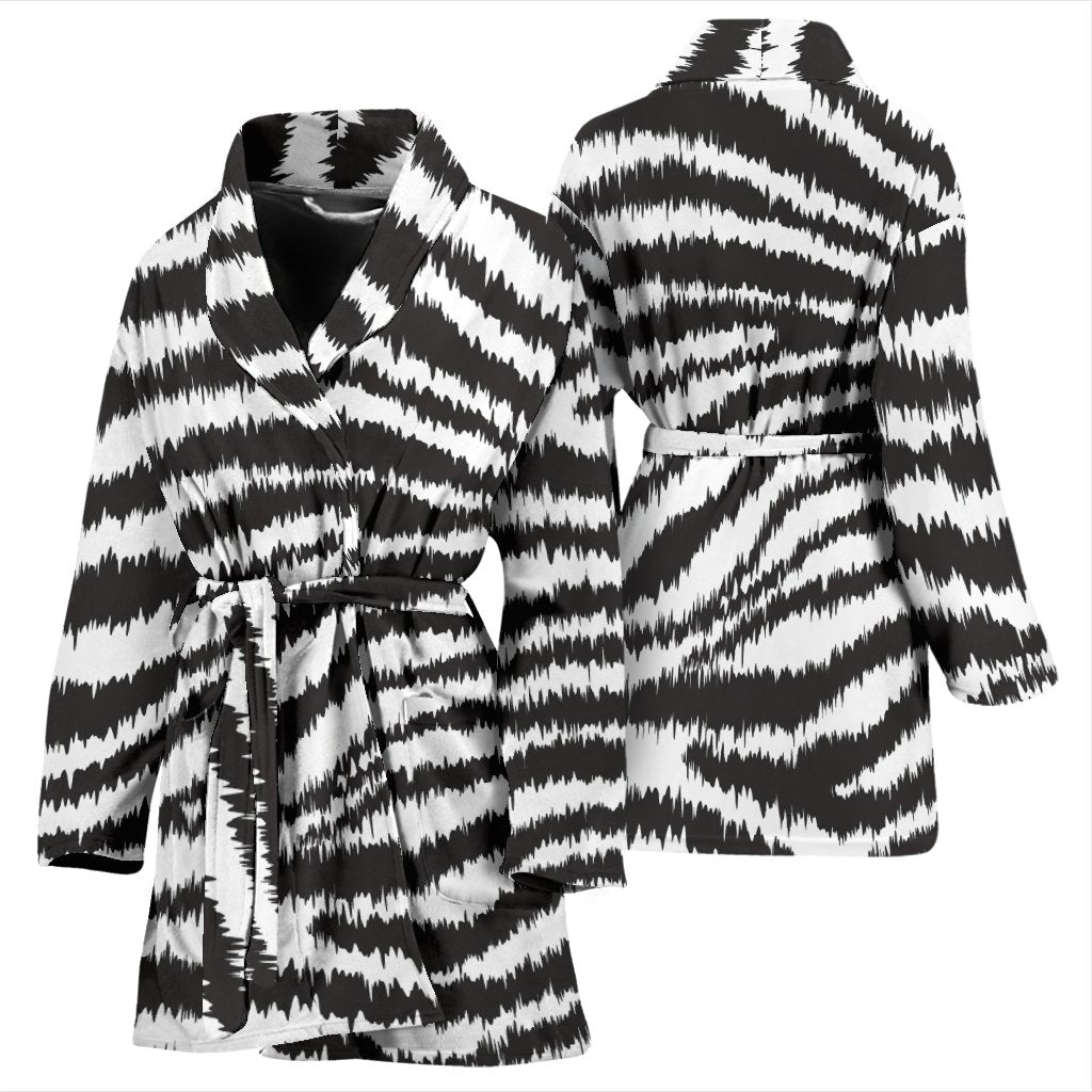 White Tiger Pattern Print Women Long Robe-grizzshop