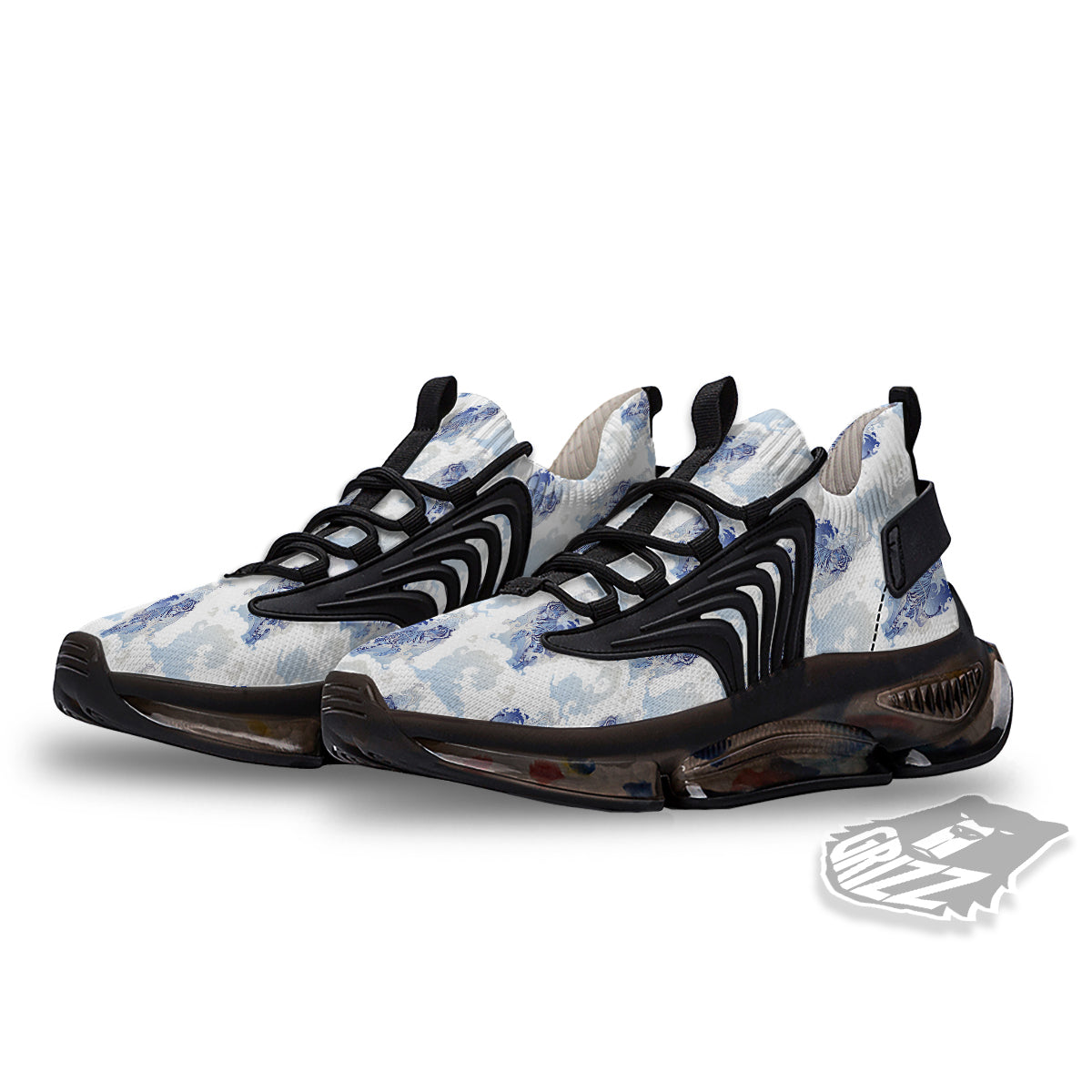 White Tiger Tattoo Japanese Print Pattern Black Gym Shoes-grizzshop