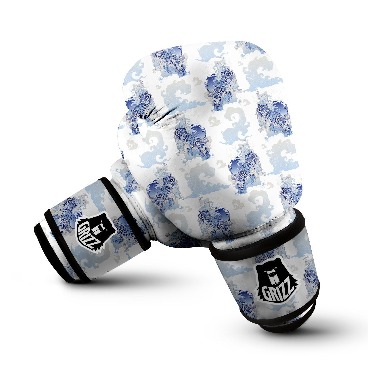 White Tiger Tattoo Japanese Print Pattern Boxing Gloves-grizzshop