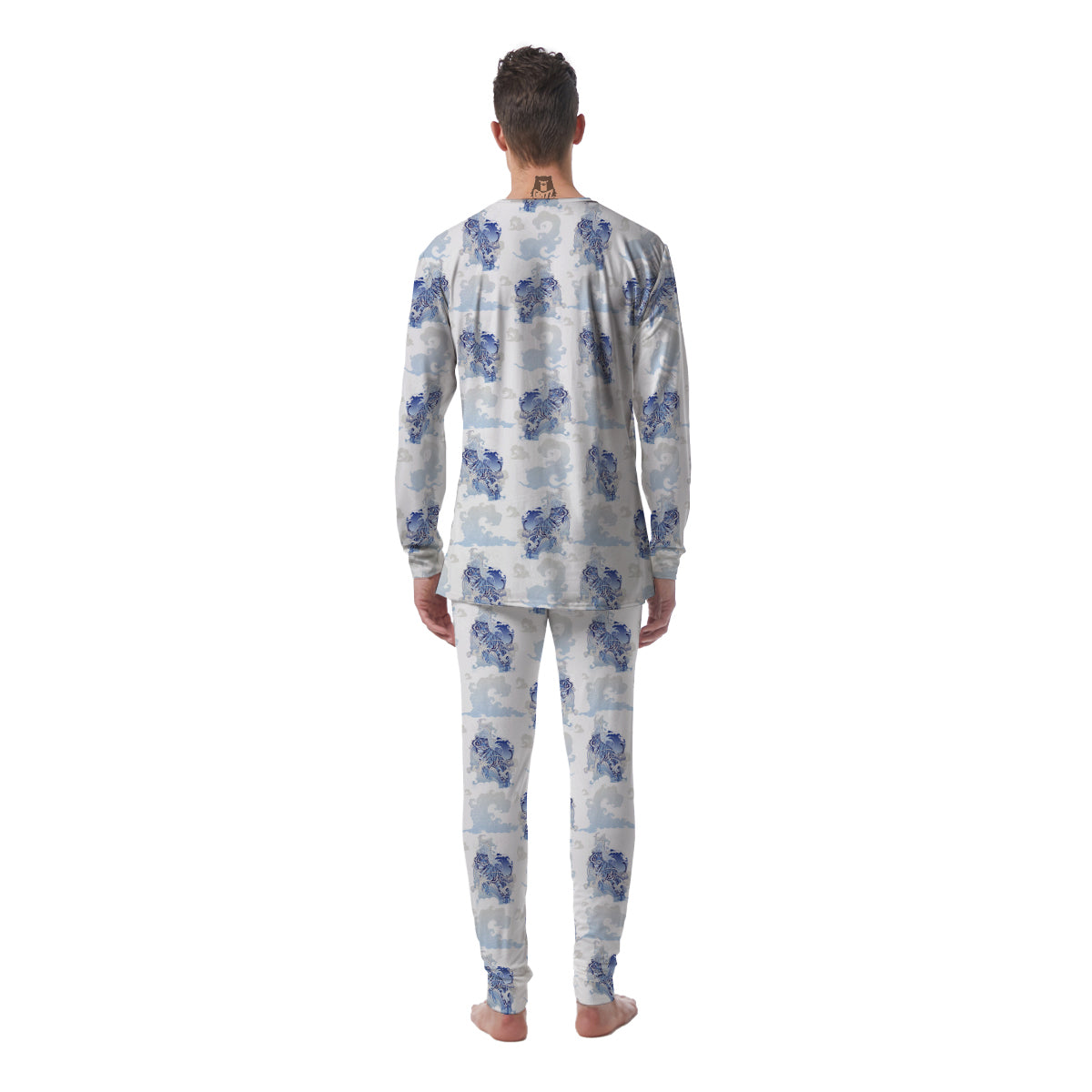 White Tiger Tattoo Japanese Print Pattern Men's Pajamas-grizzshop