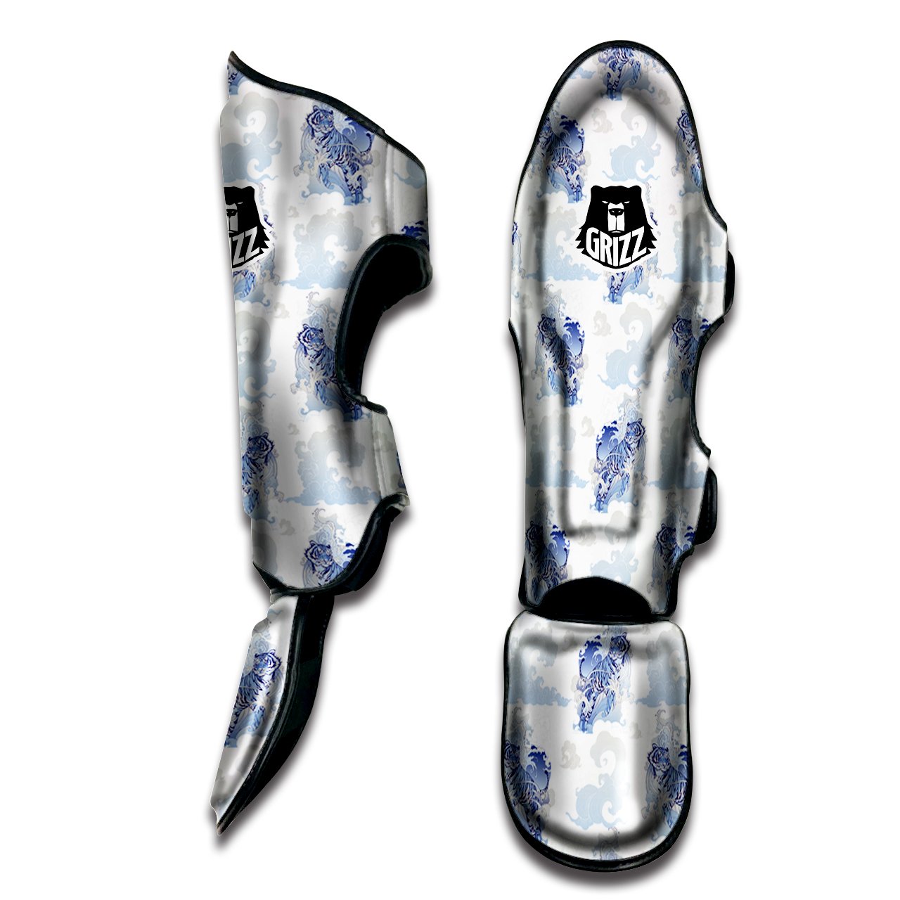 White Tiger Tattoo Japanese Print Pattern Muay Thai Shin Guards-grizzshop