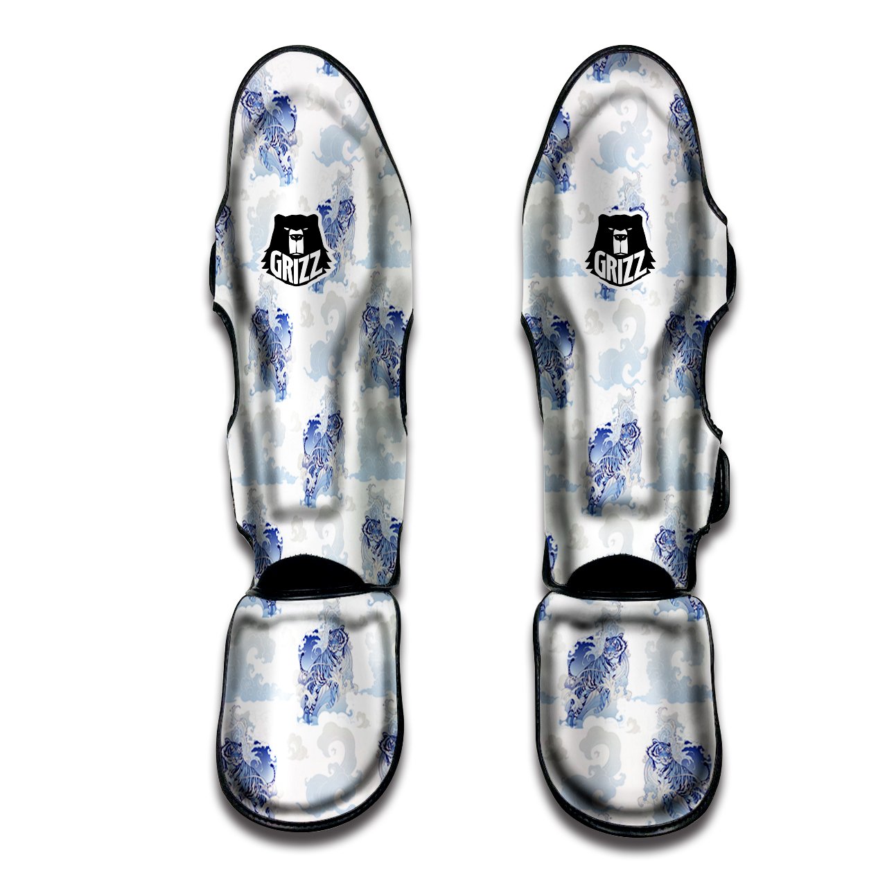 White Tiger Tattoo Japanese Print Pattern Muay Thai Shin Guards-grizzshop