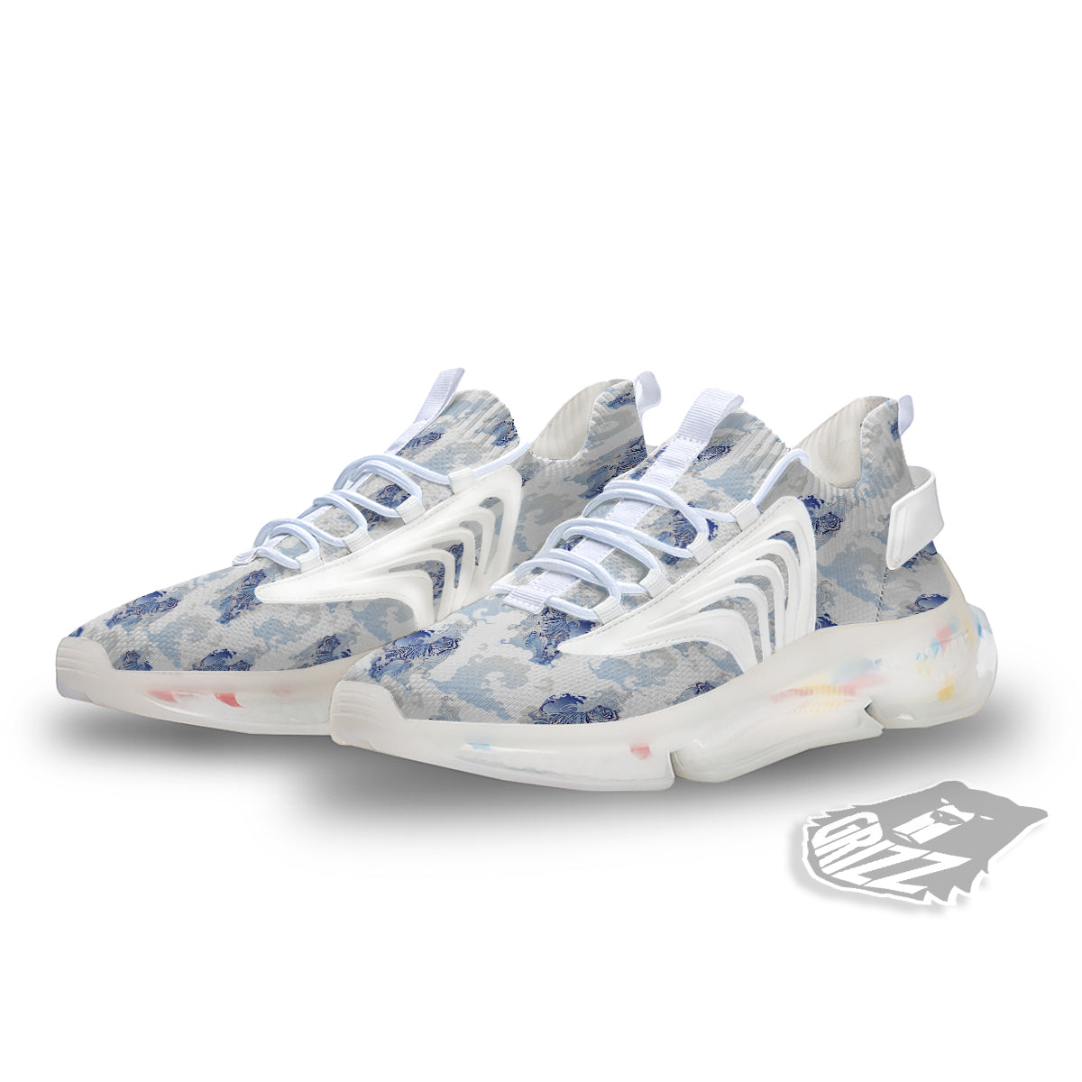 White Tiger Tattoo Japanese Print Pattern White Gym Shoes-grizzshop