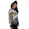 White Tiger With Sunglasses Print Pattern Women's Bomber Jacket-grizzshop